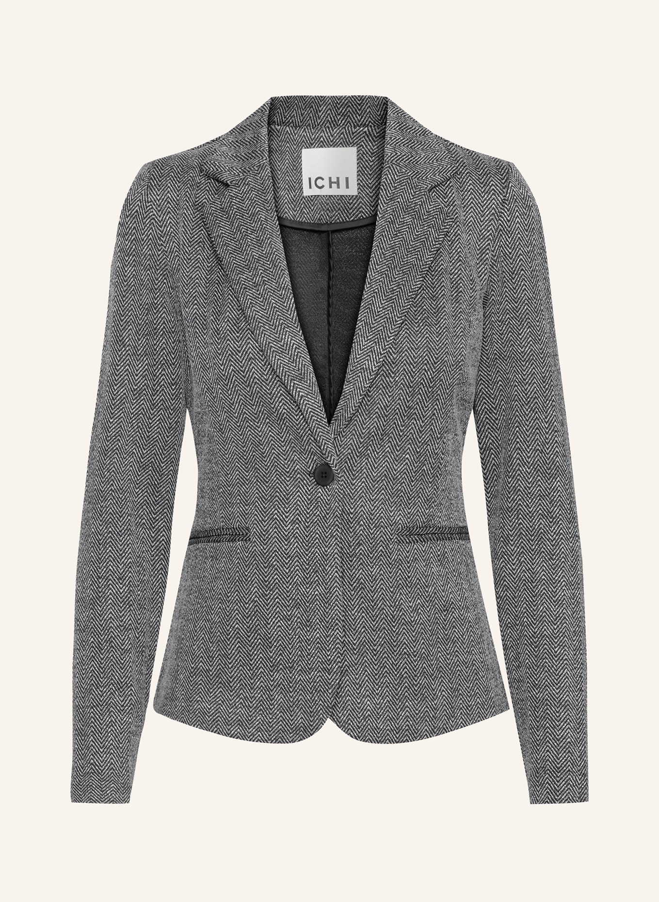 ICHI Jacquard blazer IHKATE, Color: WHITE/ GRAY (Image 1)