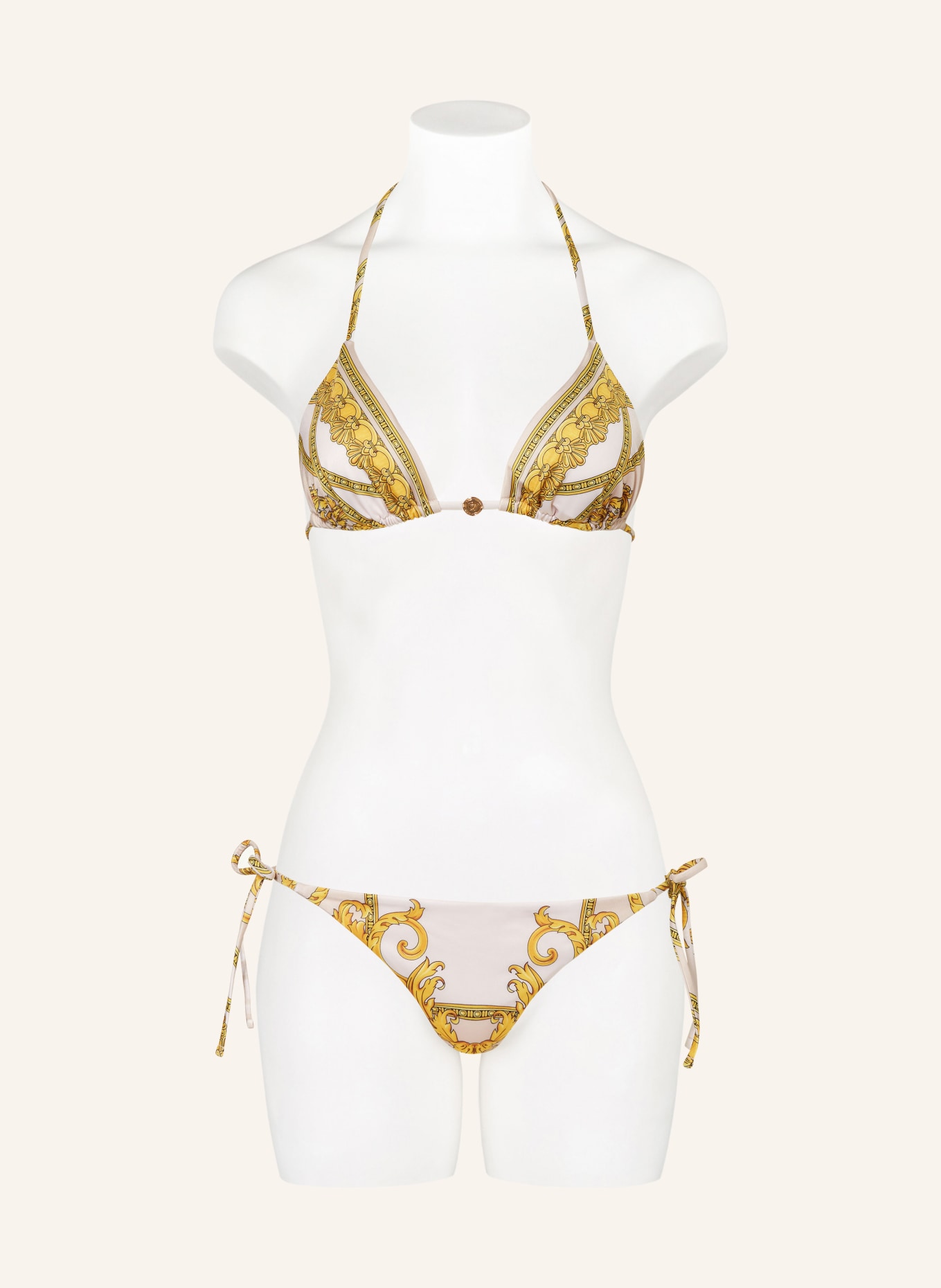 VERSACE Triangel-Bikini-Hose HERITAGE: CREME/ DUNKELGELB