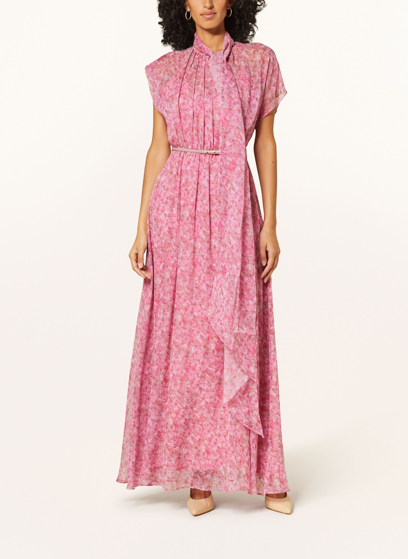 Max Mara STUDIO Silk dress NOVAK with bow-tie in rose/ fuchsia