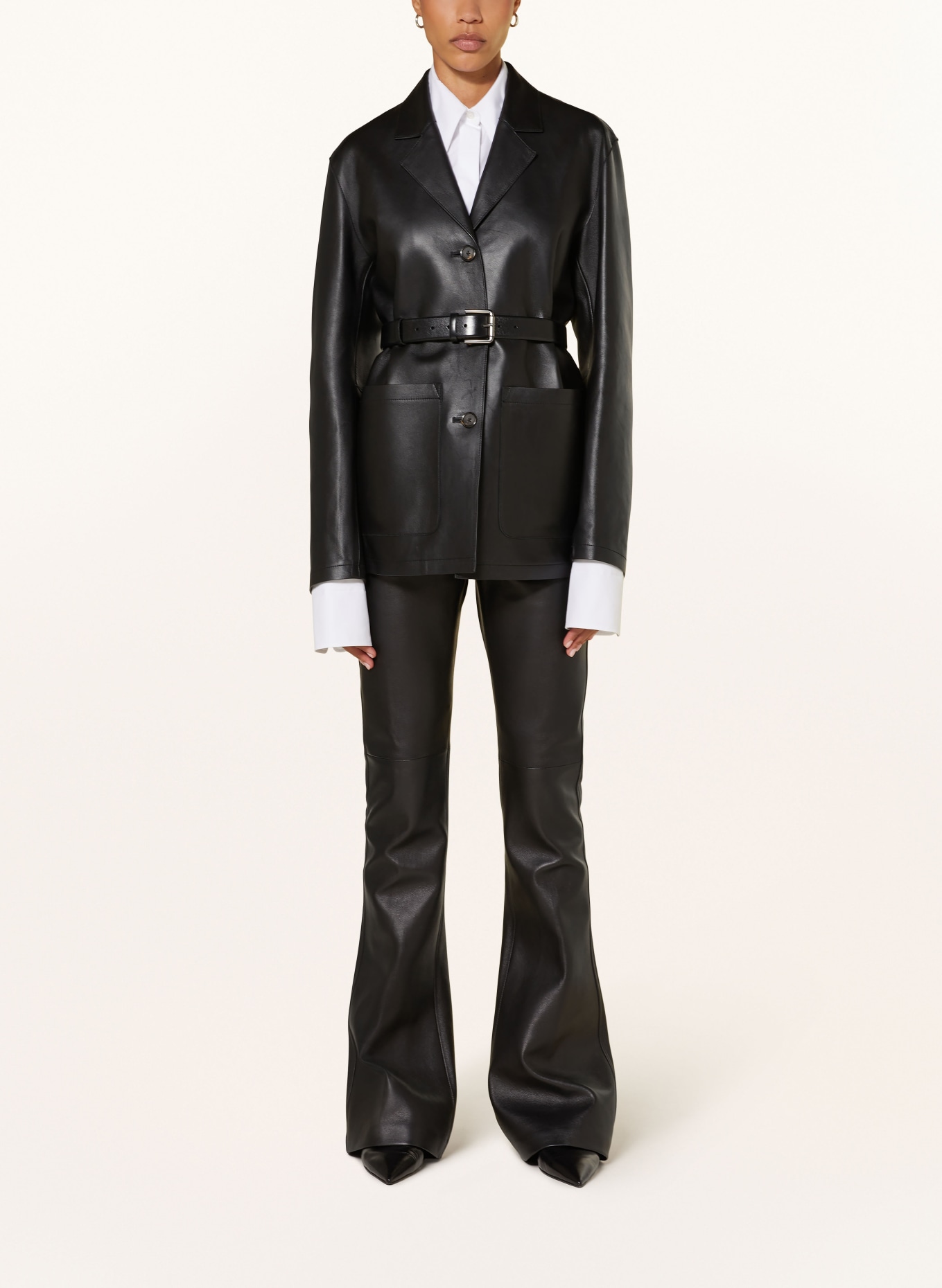 SPORTMAX Lederhosen CANOA: ZWART