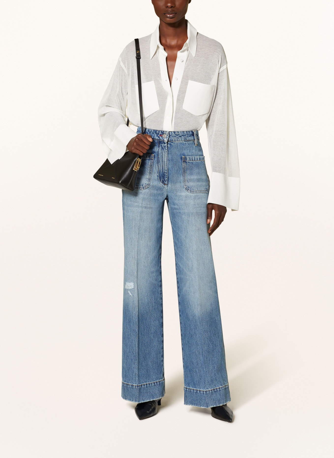 VICTORIABECKHAM Flared Jeans ALINA, Farbe: 8949 WORN BLUE WASH (Bild 2)