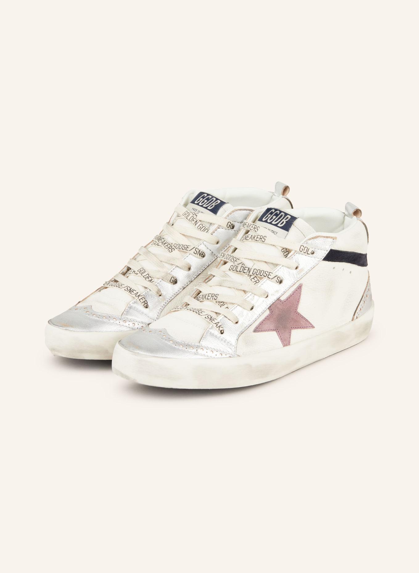 GOLDEN GOOSE High top sneakers MID STAR in white silver dark purple