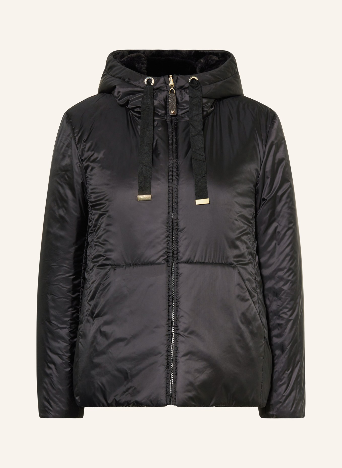 Max Mara The Cube Reversible quilted jacket FLINN with faux fur in black