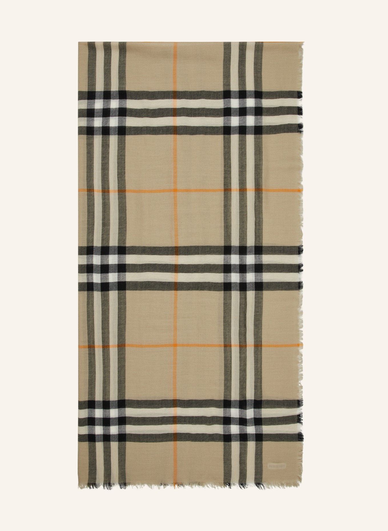 BURBERRY Scarf in light gray black orange