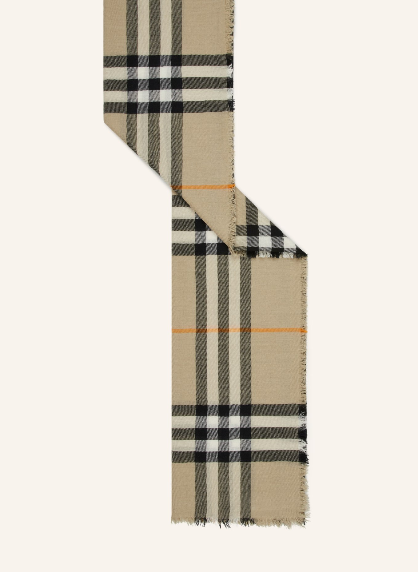 BURBERRY Scarf in light gray black orange