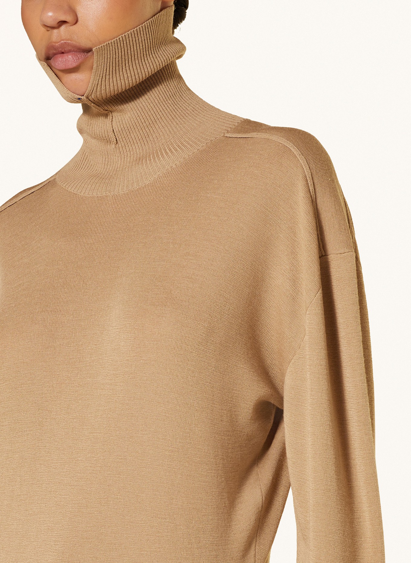 Camel sweater turtleneck top