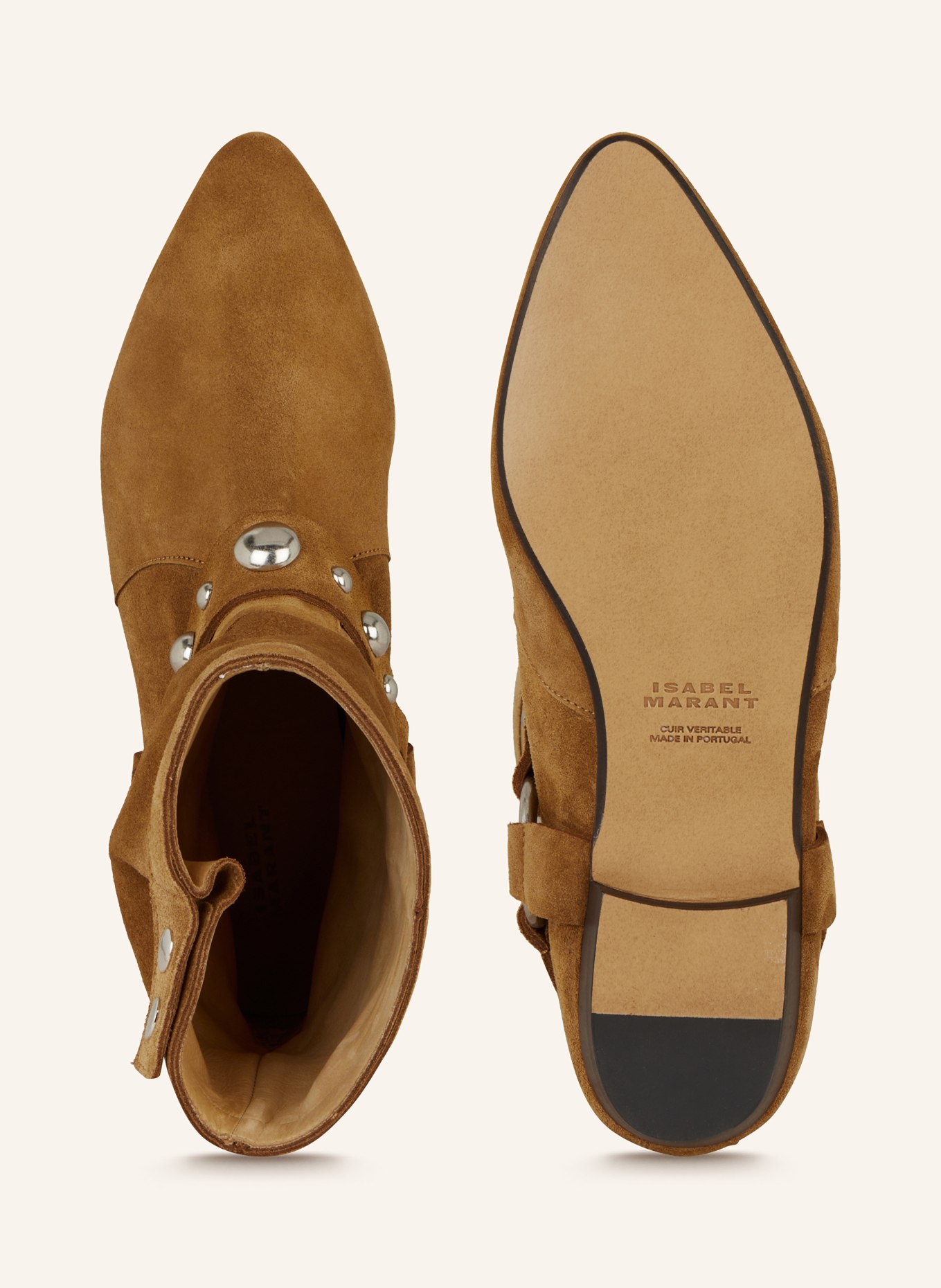 ISABEL MARANT Boots STANIA mit Nieten: COGNAC
