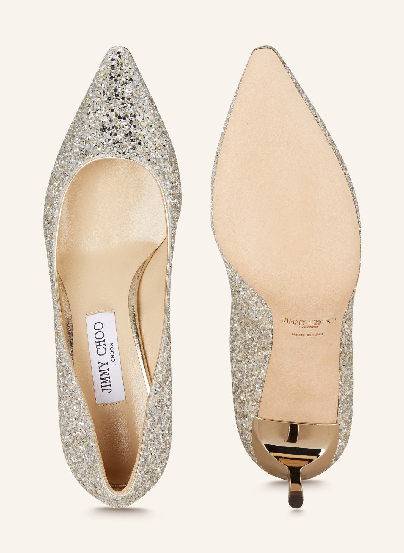 JIMMY CHOO Czółenka ROMY 60 kolor srebrny