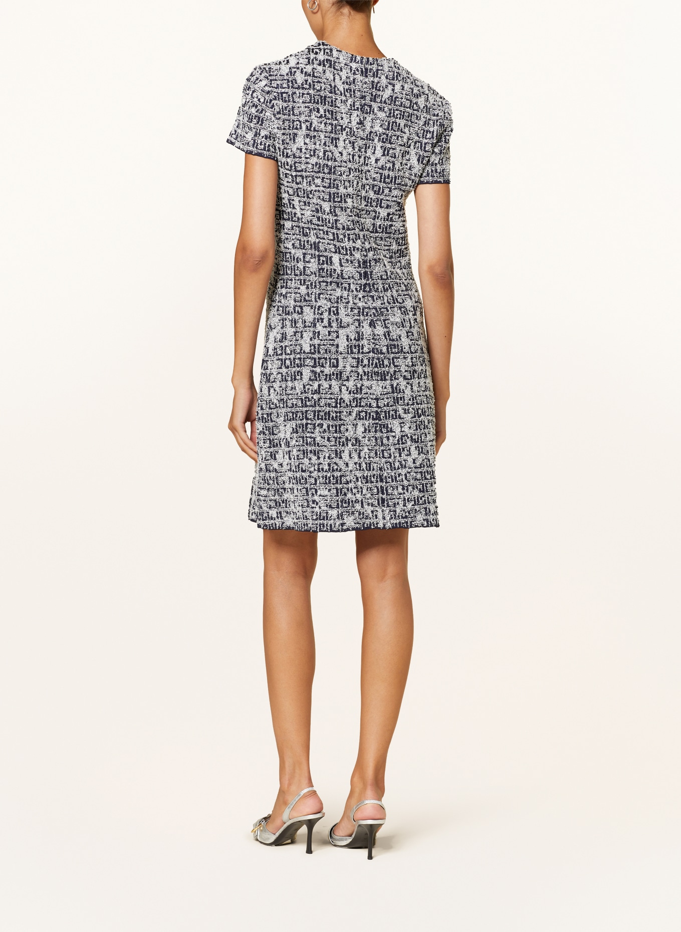 GIVENCHY Strickkleid: DUNKELBLAU / ECRU
