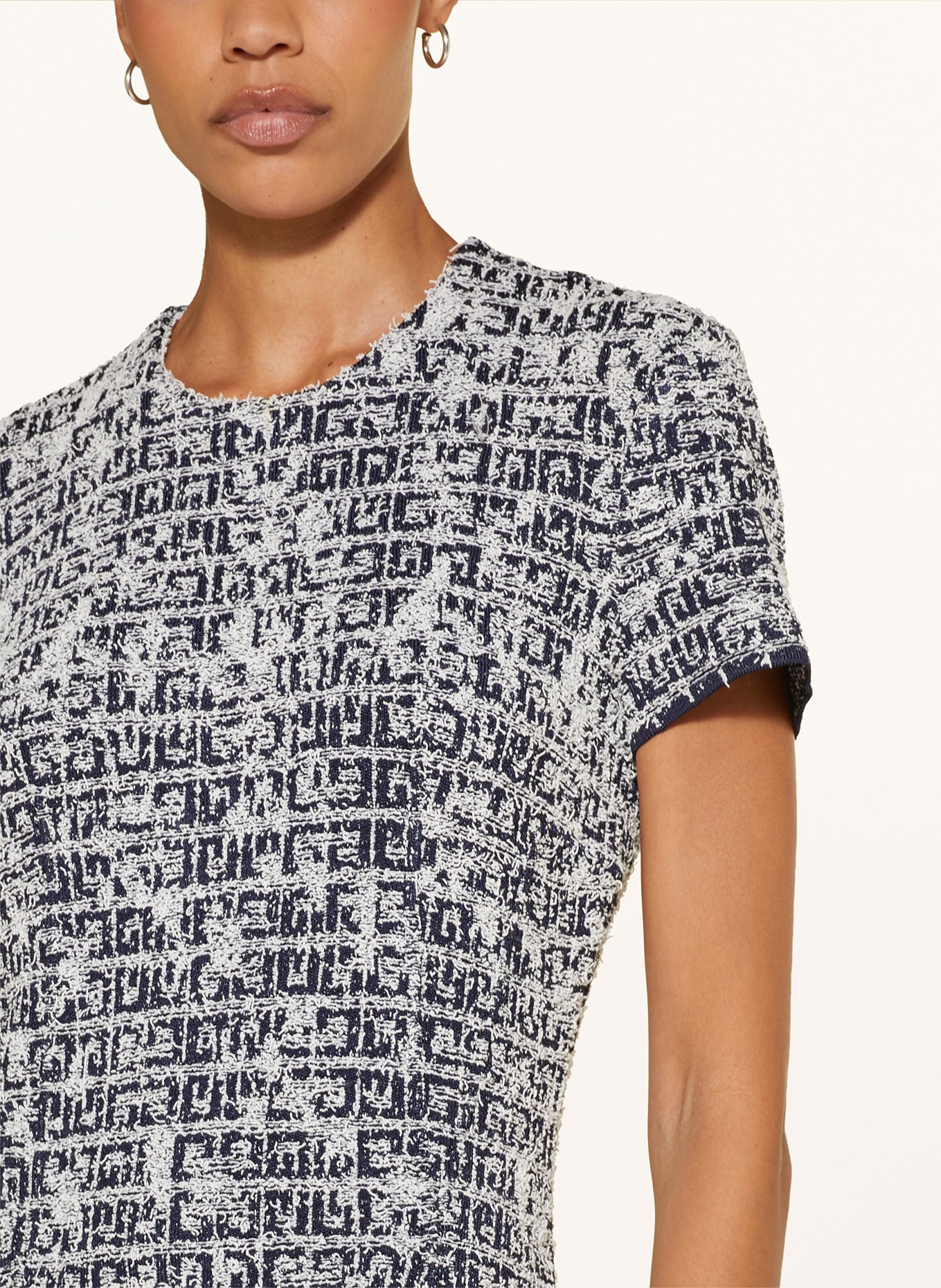 GIVENCHY Strickkleid: DUNKELBLAU / ECRU
