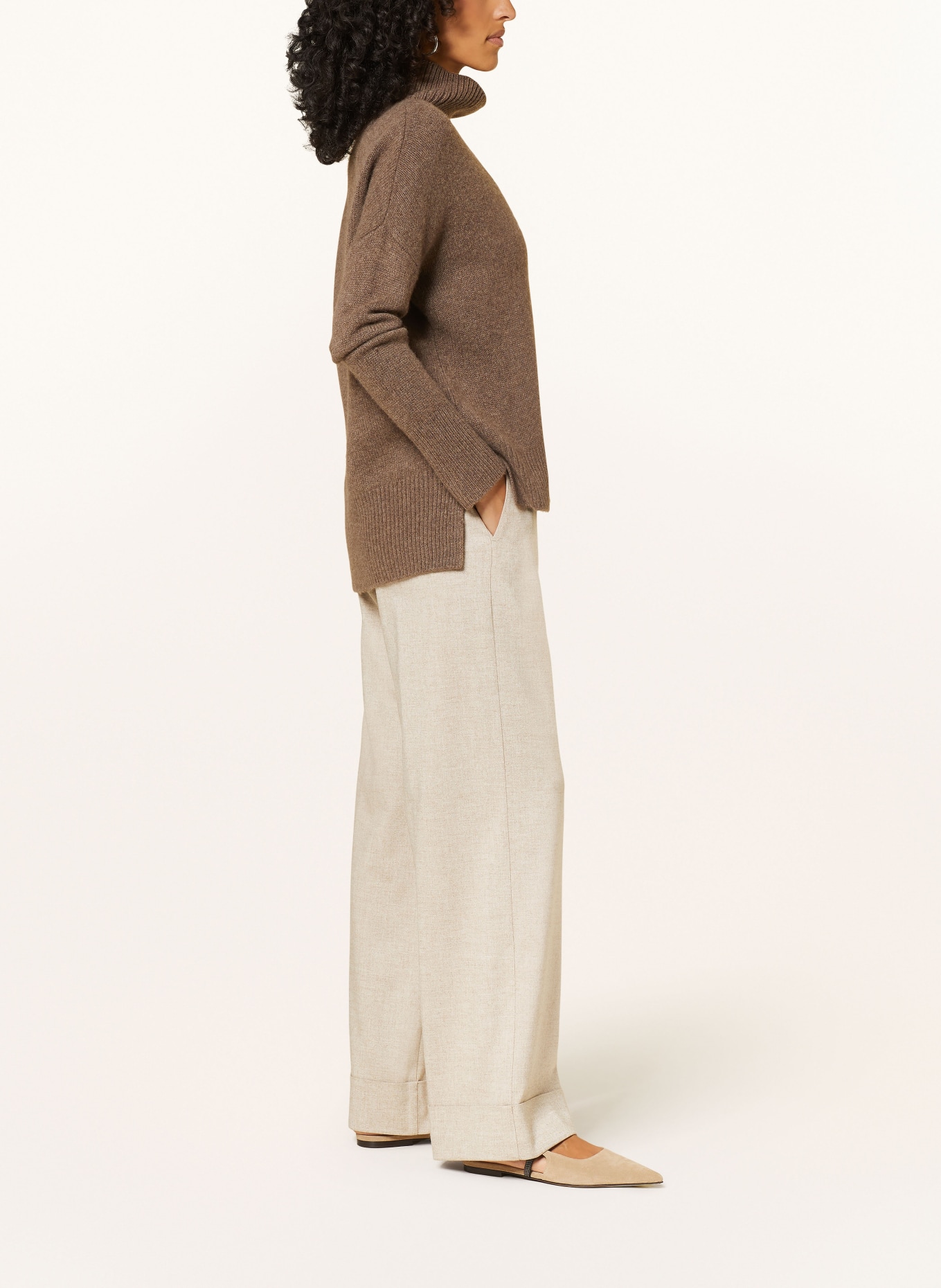 HERNO Wide leg trousers, Color: LIGHT BROWN (Image 4)