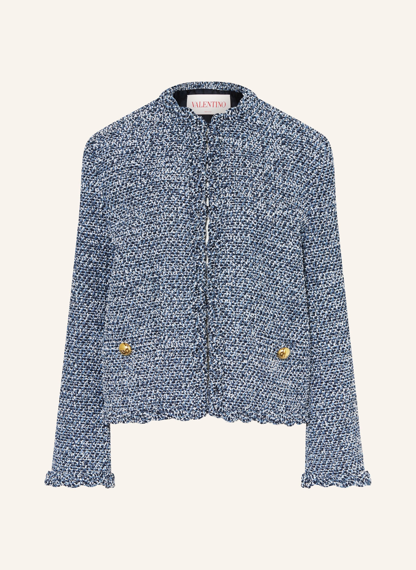 VALENTINO Boxy jacket in tweed in white light blue black