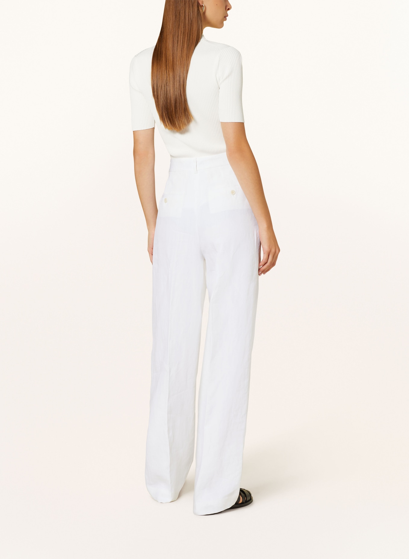 Theory Wide leg trousers made of linen, Color: WHITE (Image 3)