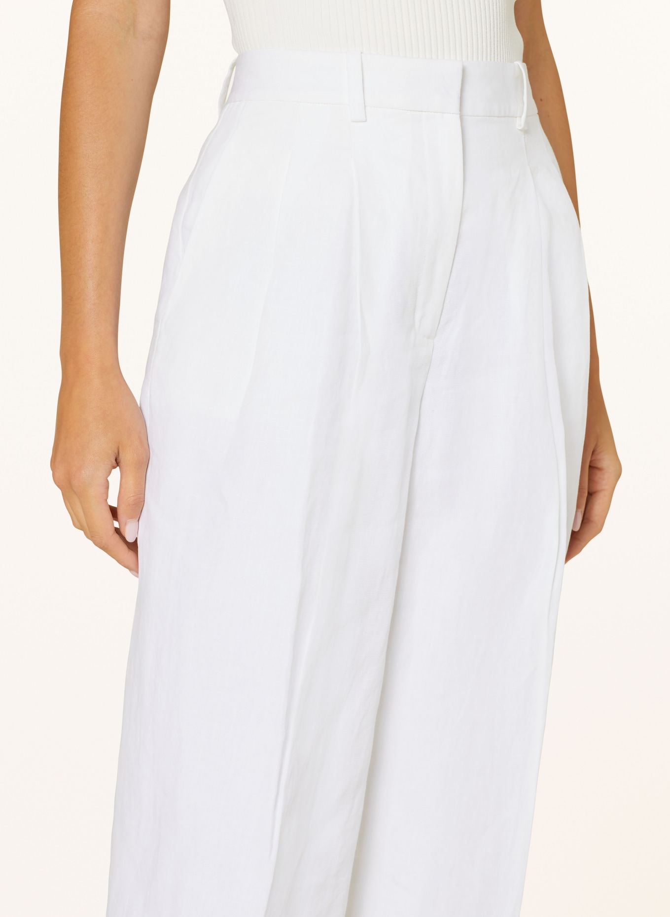 Theory Wide leg trousers made of linen, Color: WHITE (Image 5)