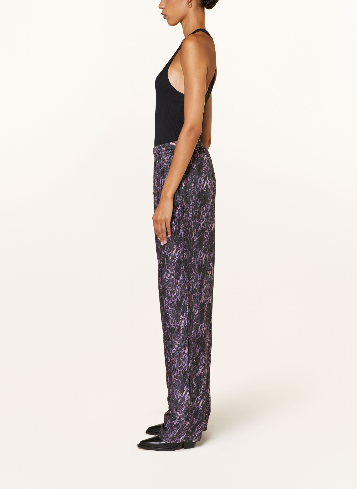 ISABEL MARANT Jacquard-Hose PIERA mit Seide: DUNKELLILA/ LILA/ SCHWARZ