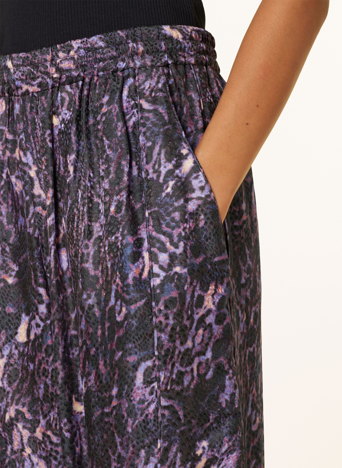 ISABEL MARANT Jacquard-Hose PIERA mit Seide: DUNKELLILA/ LILA/ SCHWARZ