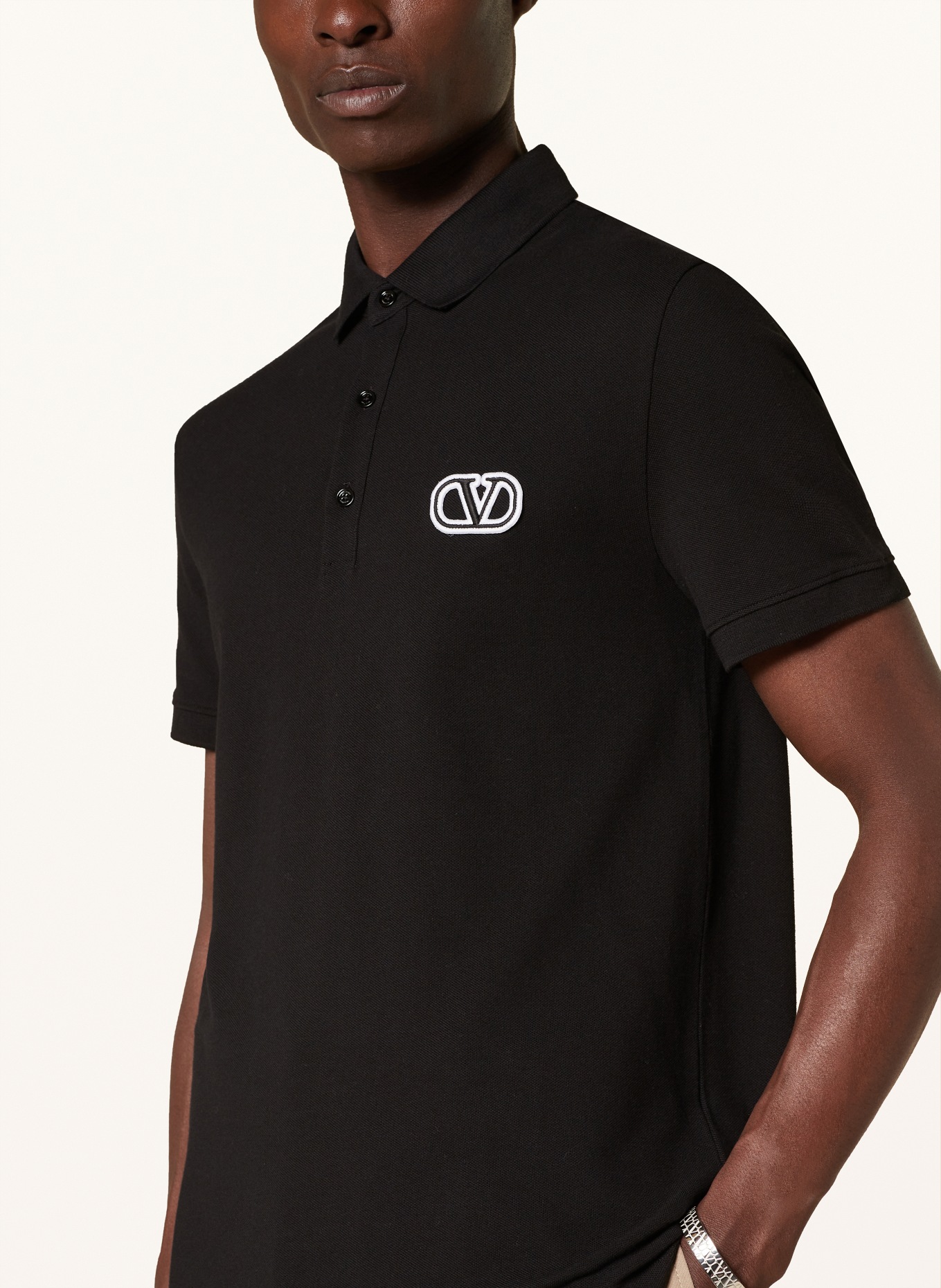 VALENTINO Pique polo shirt in black