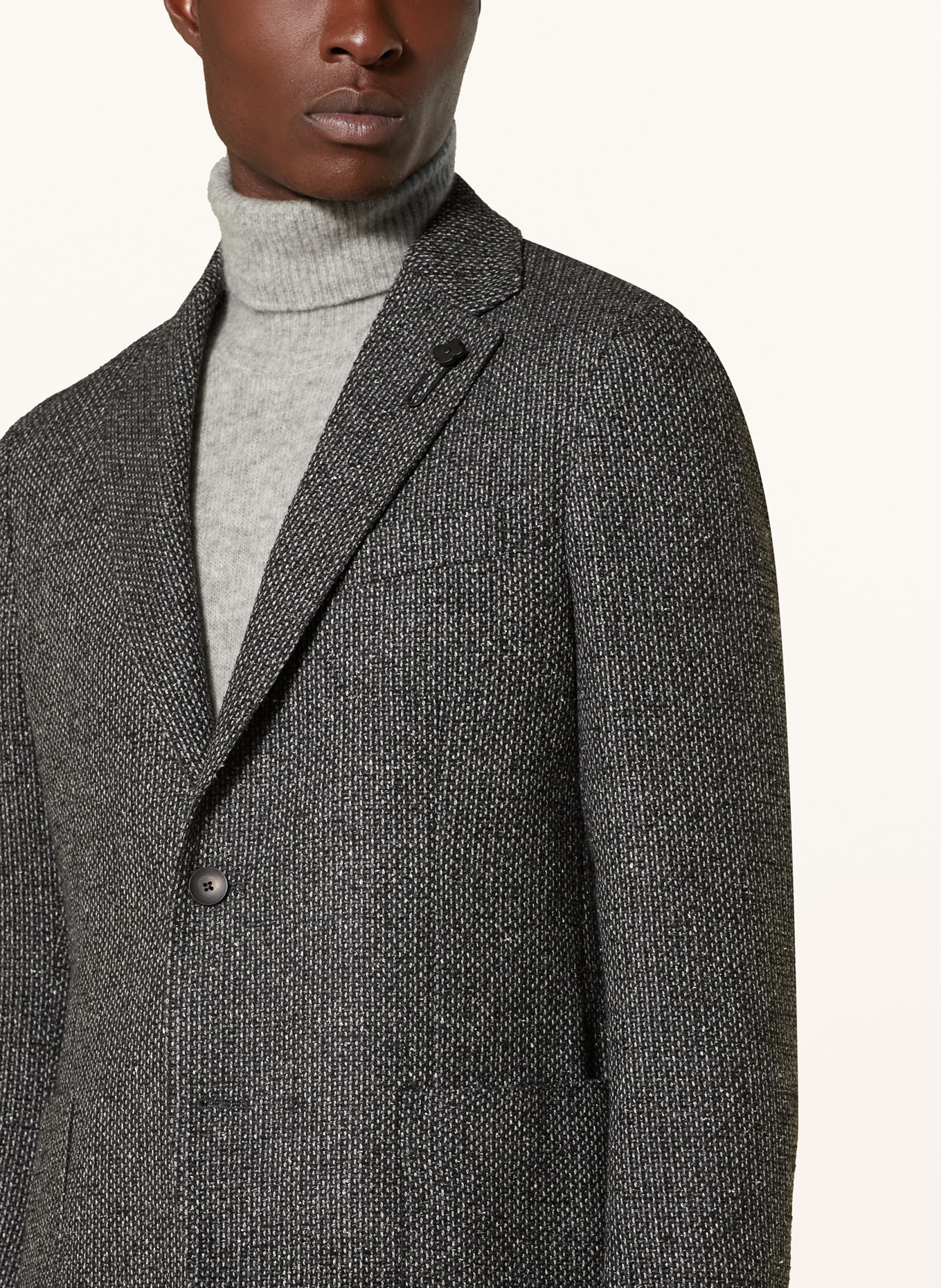 LARDINI Tweed-Sakko Extra Slim Fit mit Seide: DUNKELBLAU