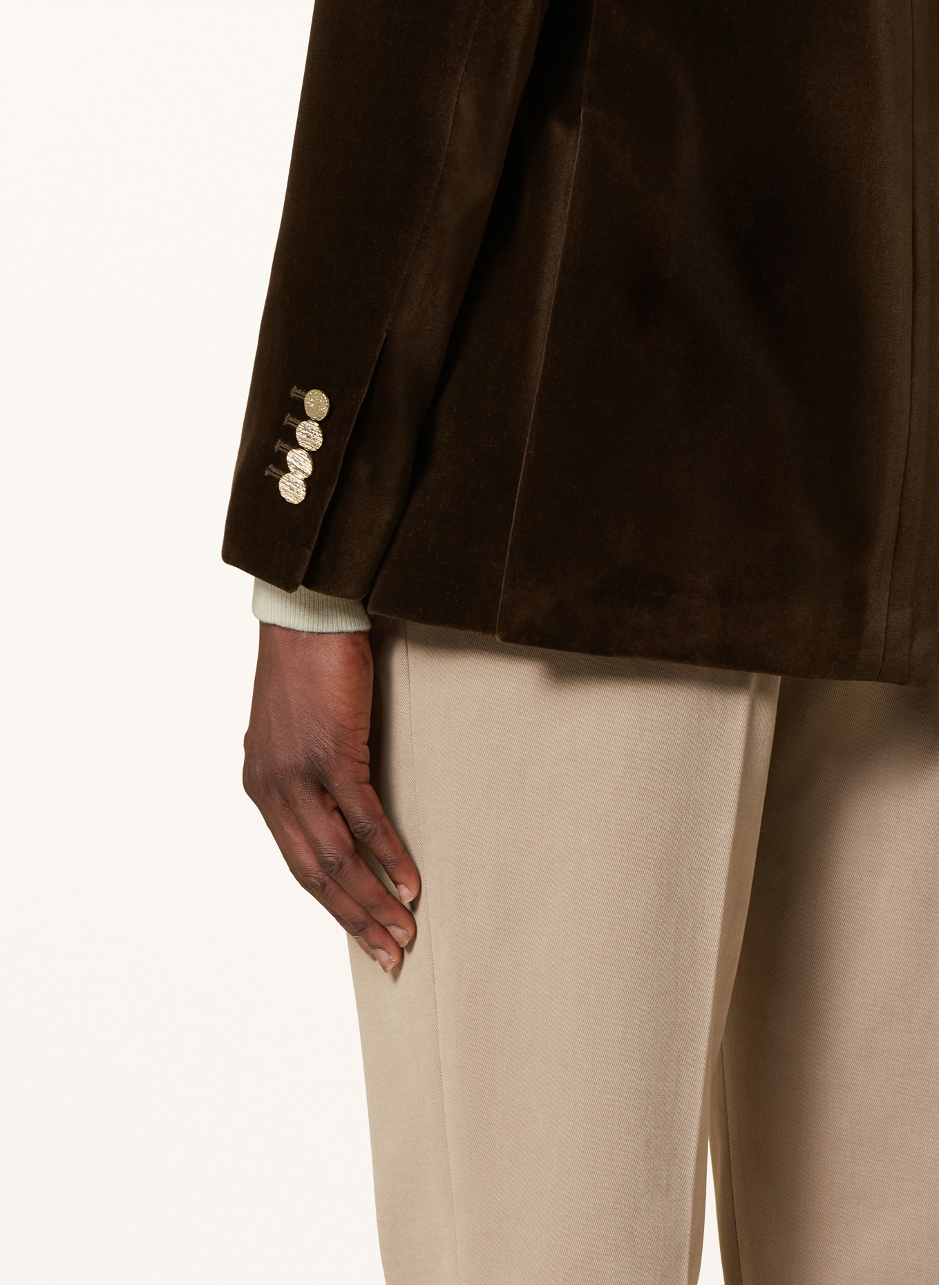 LARDINI Aksamitna marynarka slim fit: BRĄZOWY