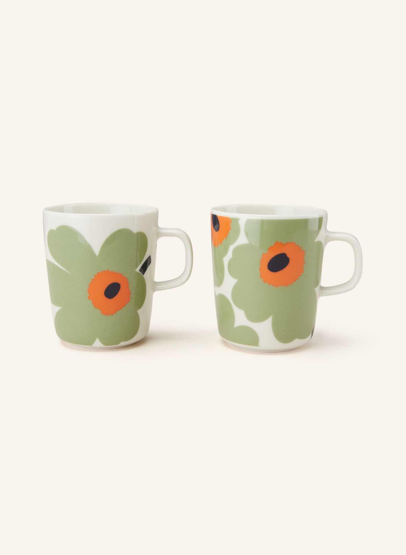 marimekko Set of 2 mugs OIVA/UNIKKO, Color: LIGHT GREEN/ WHITE/ ORANGE (Image 1)