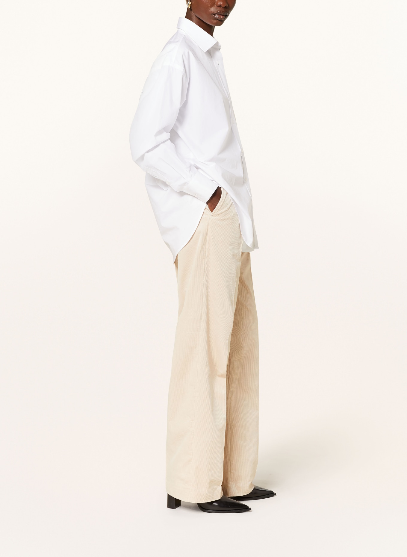 MRS & HUGS Wide leg trousers made of corduroy, Color: CREAM (Image 4)