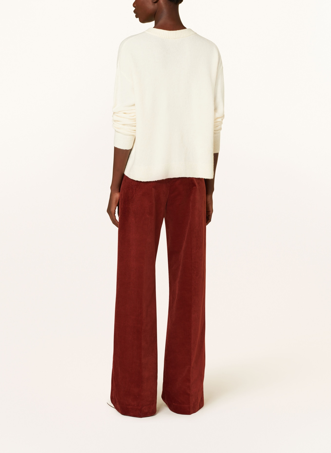 MRS & HUGS Pantalon marinière en velours côtelé: ROUGE FONCÉ