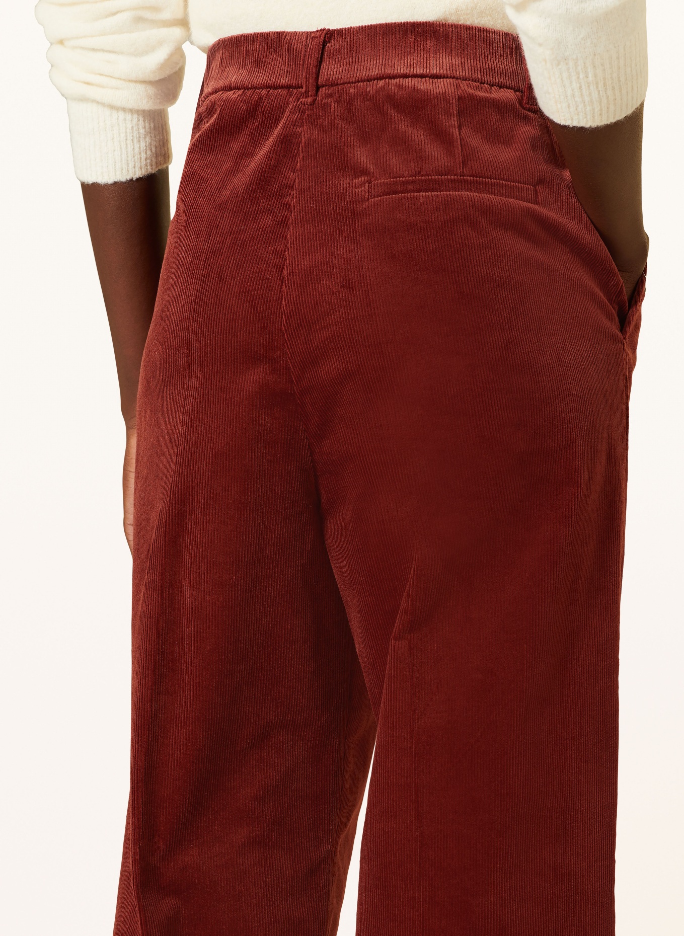 MRS & HUGS Pantalon marinière en velours côtelé: ROUGE FONCÉ