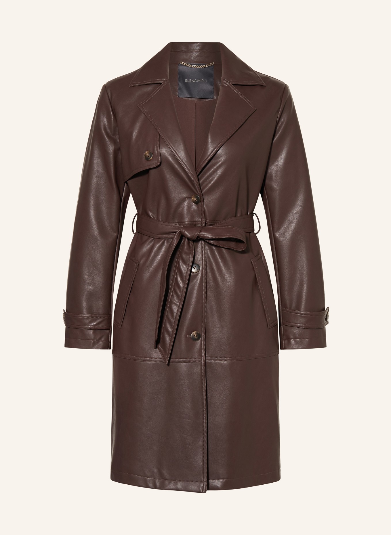 ELENA MIRO Leather look coat in dark brown
