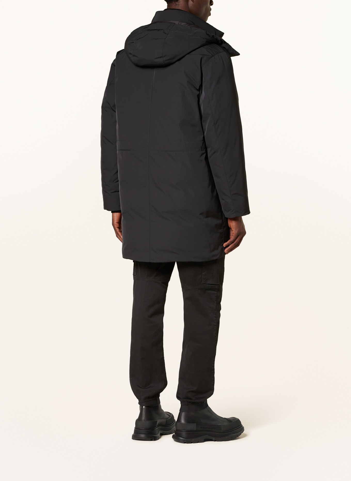 STONE ISLAND Down parka: BLACK