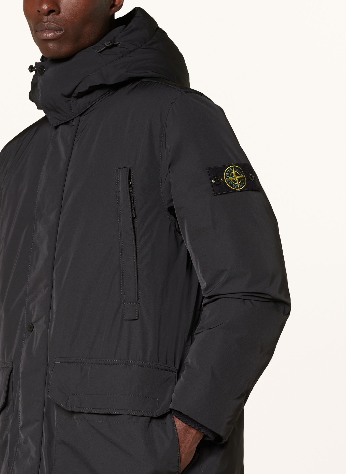 STONE ISLAND Down parka: BLACK