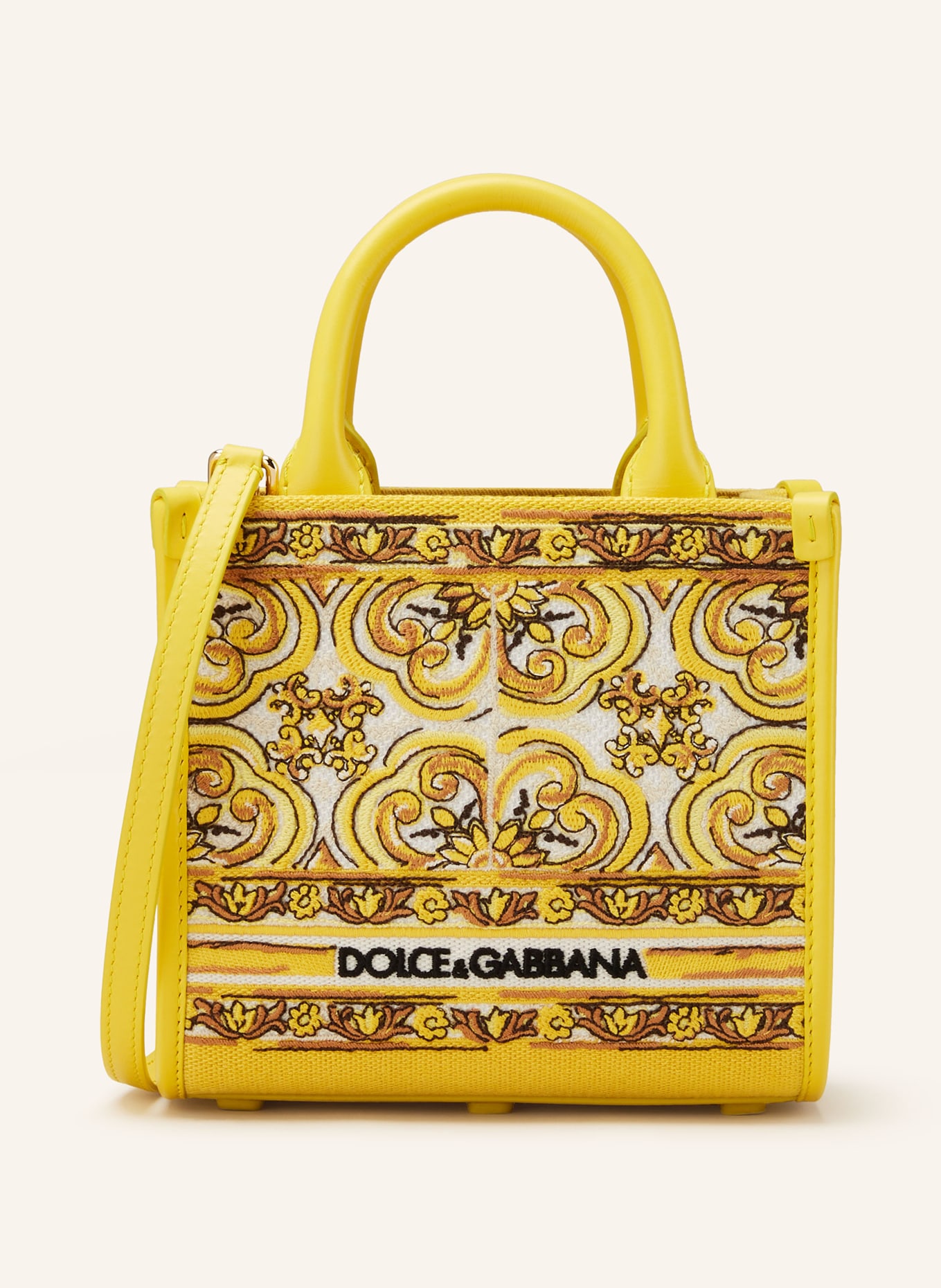 DOLCE GABBANA Handtasche DG DAILY MINI in gelb weiss braun