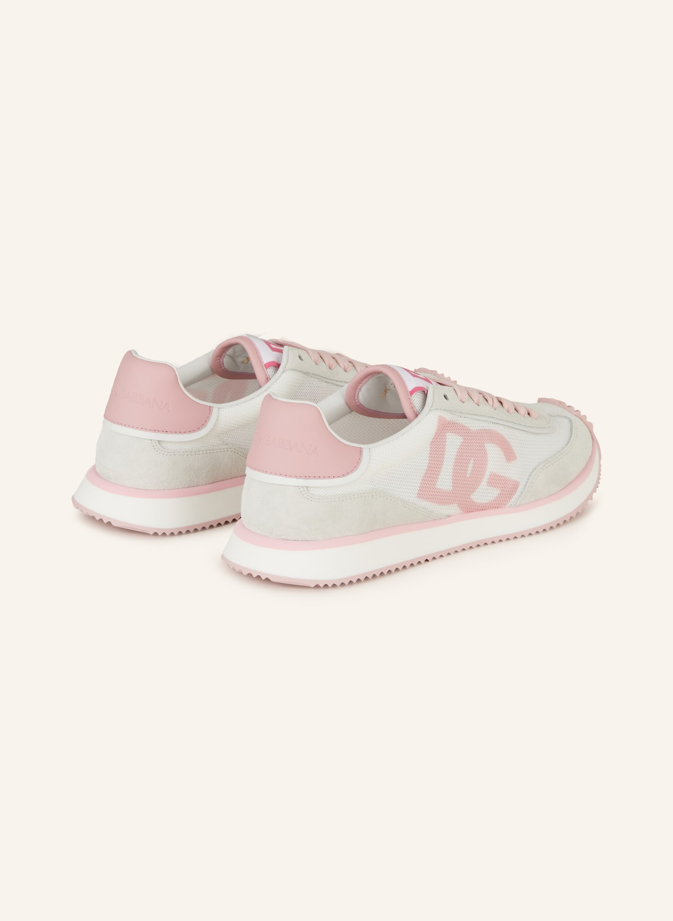 DOLCE & GABBANA Sneakersy BASSA DRAGON: BÍLÁ/ SVĚTLE ŠEDÁ/ RŮŽOVÁ
