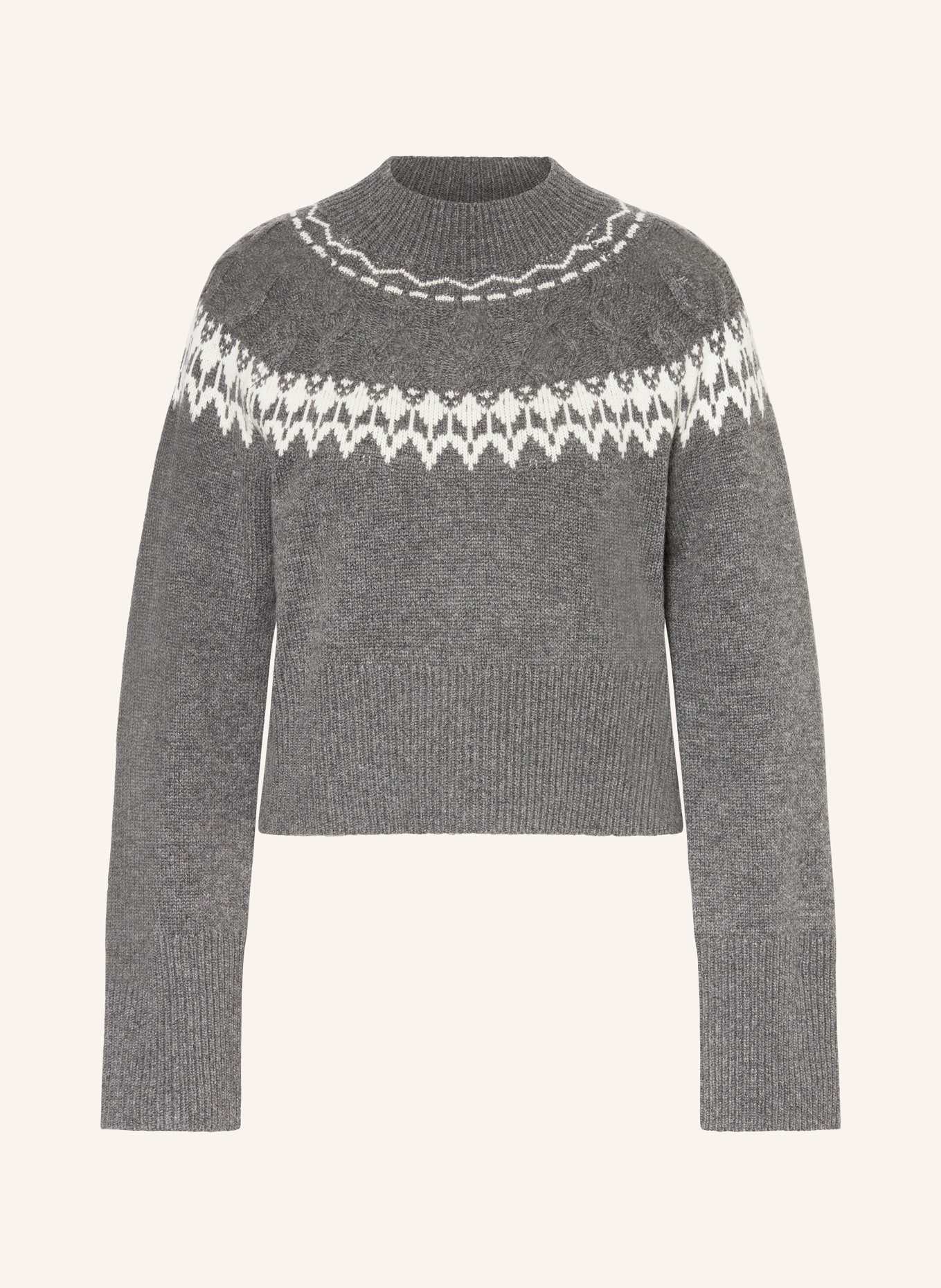 MRS & HUGS Pullover mit Cashmere: GRAU/ WEISS