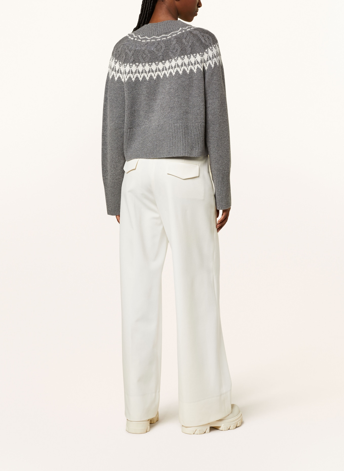 MRS & HUGS Pullover mit Cashmere: GRAU/ WEISS