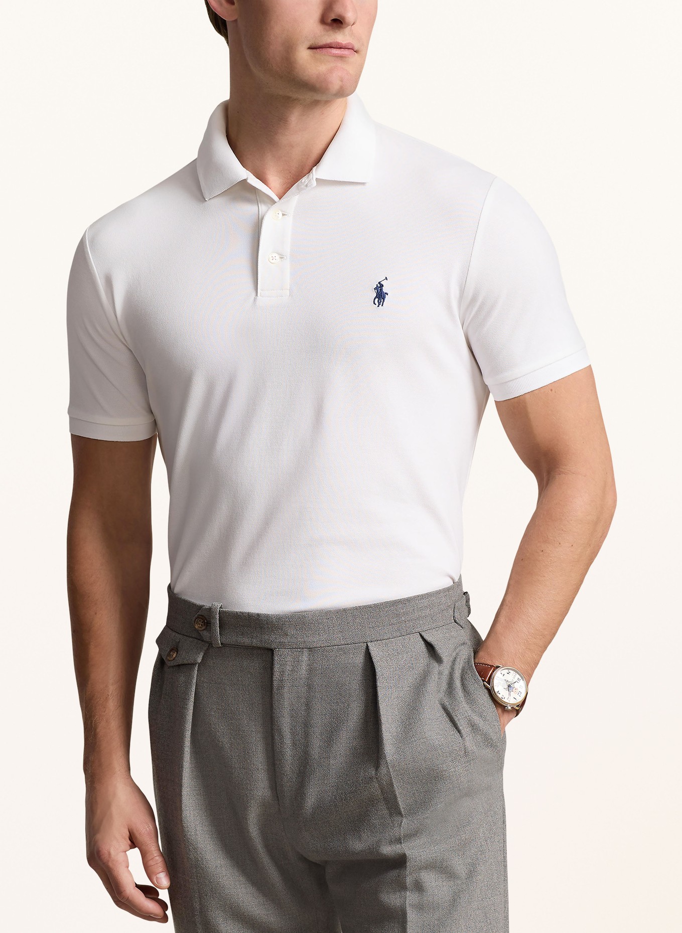 POLO RALPH LAUREN Piqué polo shirt custom slim fit, Color: WHITE (Image 4)