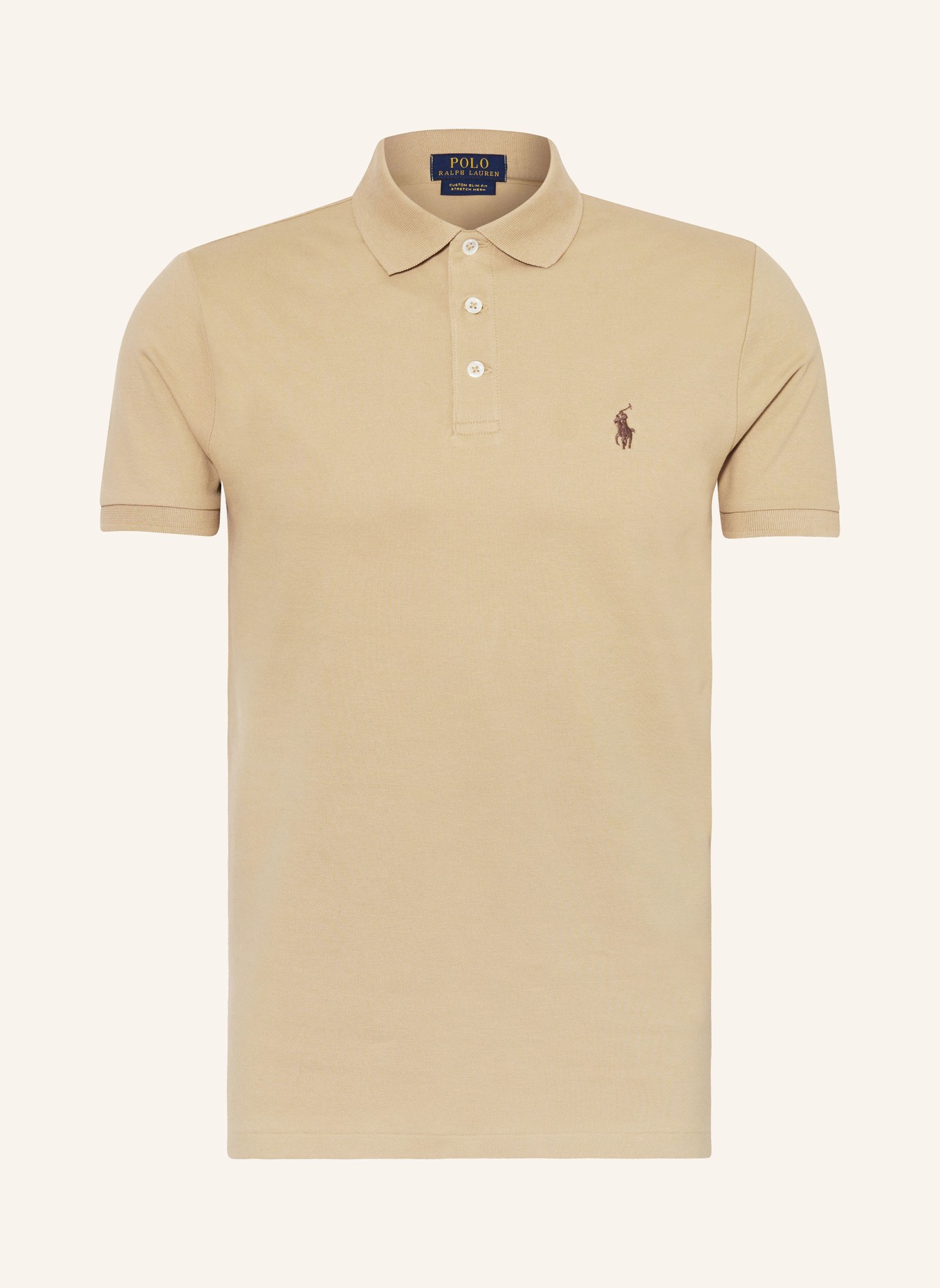 POLO RALPH LAUREN Piqué-Poloshirt Custom Slim Fit, Farbe: BEIGE (Bild 1)