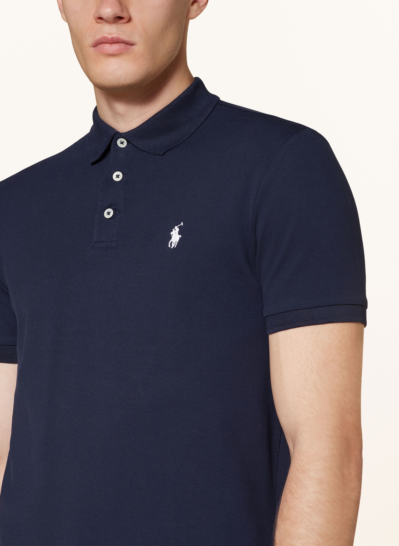 POLO RALPH LAUREN Piqué polo shirt custom slim fit, Color: DARK BLUE (Image 4)