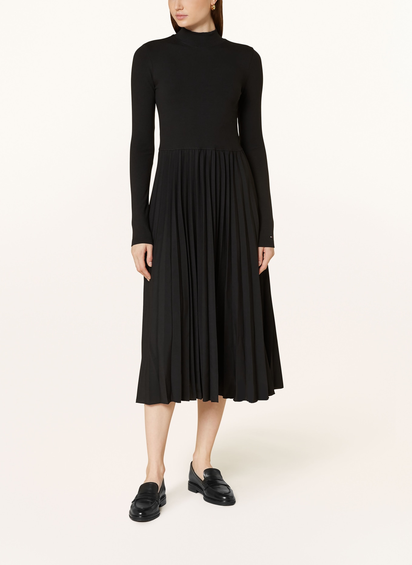 TOMMY HILFIGER Dress in mixed materials: BLACK