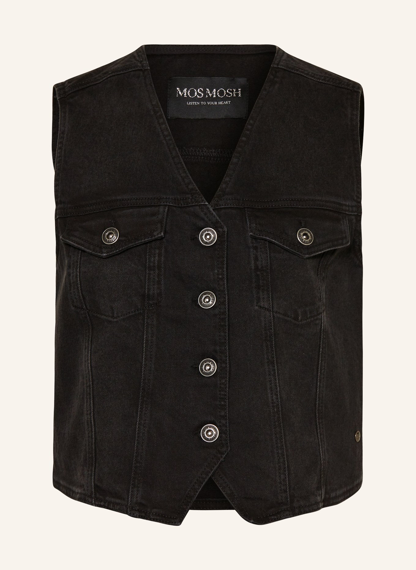 MOS MOSH Denim vest MMCIDEN, Color: BLACK (Image 1)