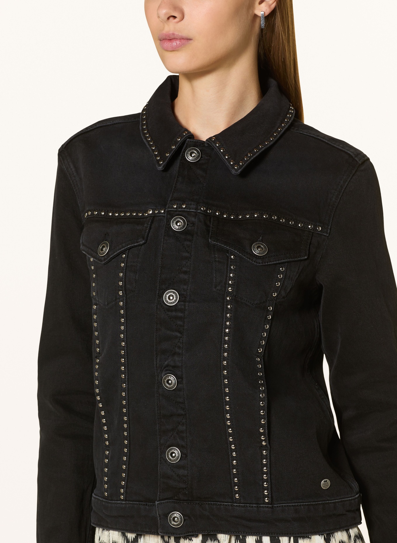 Jeansjacke Mit Nieten Schwarz MOS MOSH Denim Jacket MMMARLY With