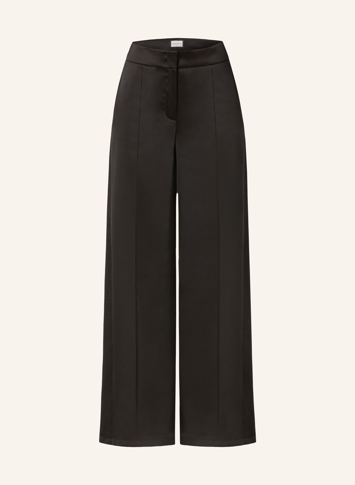 SEDUCTIVE Wide leg trousers MAYA in satin, Color: BLACK (Image 1)