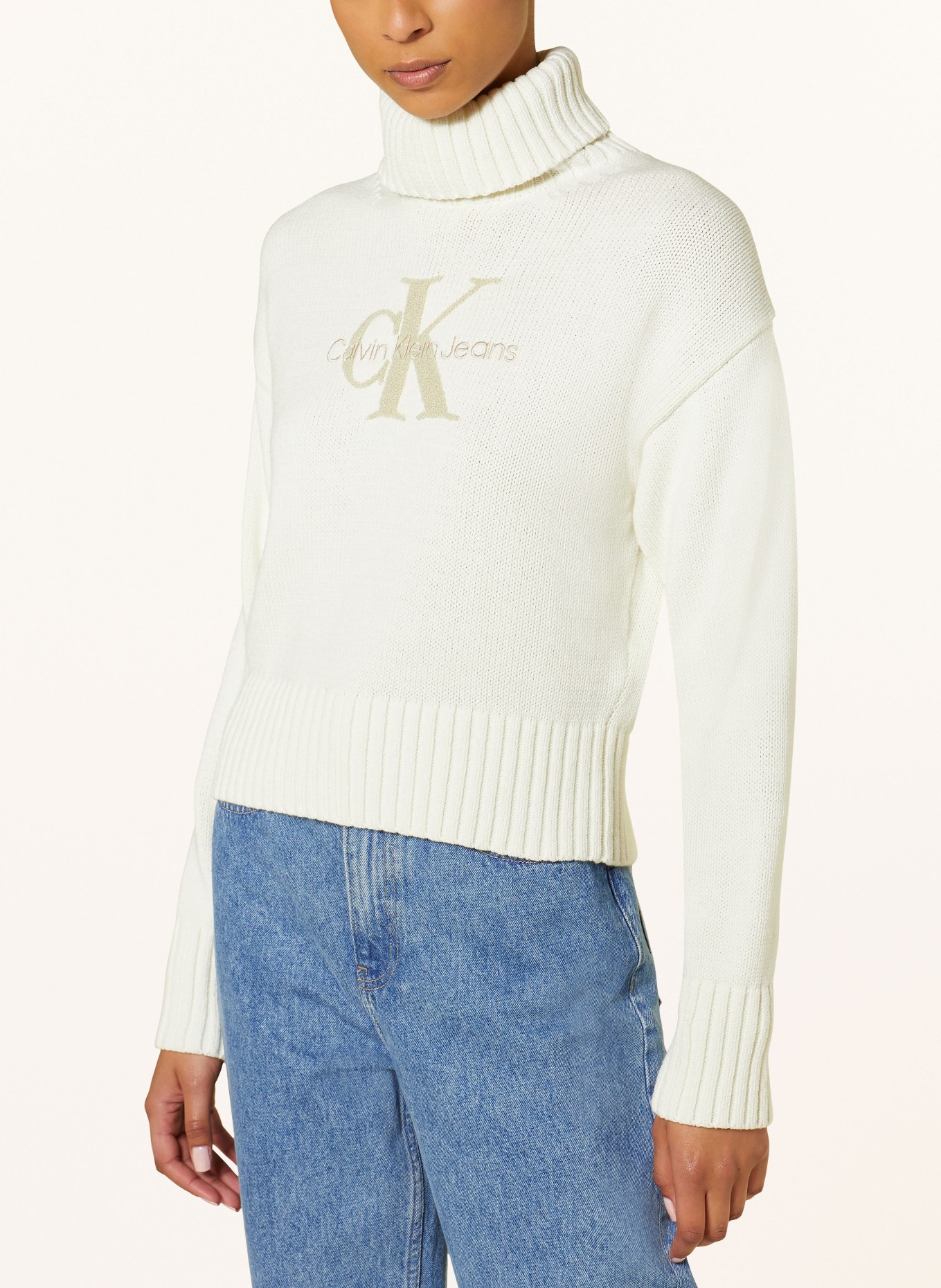 Calvin klein white turtleneck sweater discount
