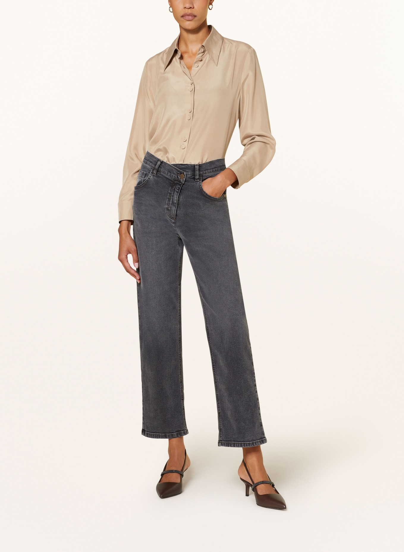 LUISA CERANO Shirt blouse in silk, Color: BEIGE (Image 2)