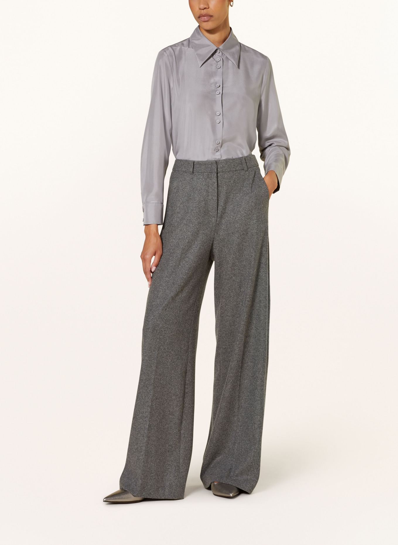 LUISA CERANO Košilová halenka z hedvábí: ŠEDÁ