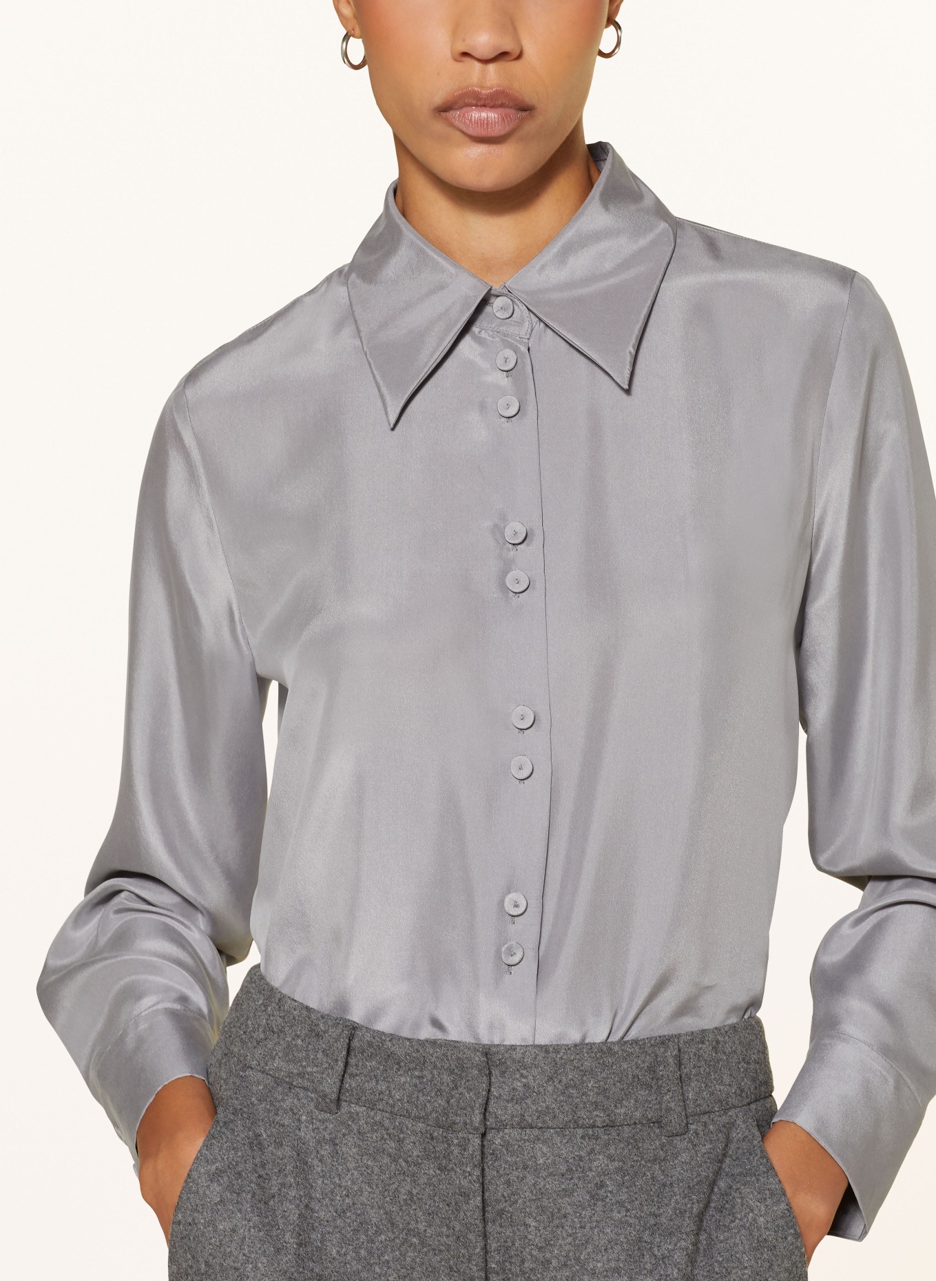 LUISA CERANO Košilová halenka z hedvábí: ŠEDÁ