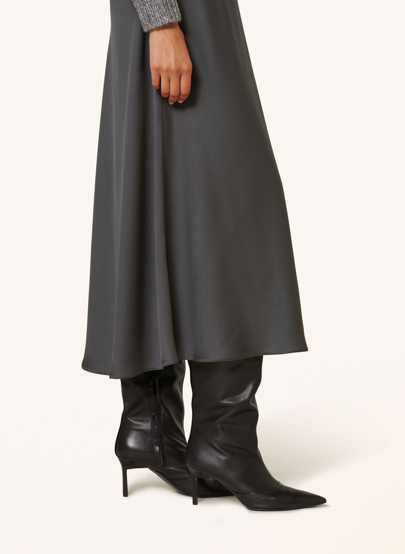 LUISA CERANO Satin skirt, Color: DARK GRAY (Image 4)