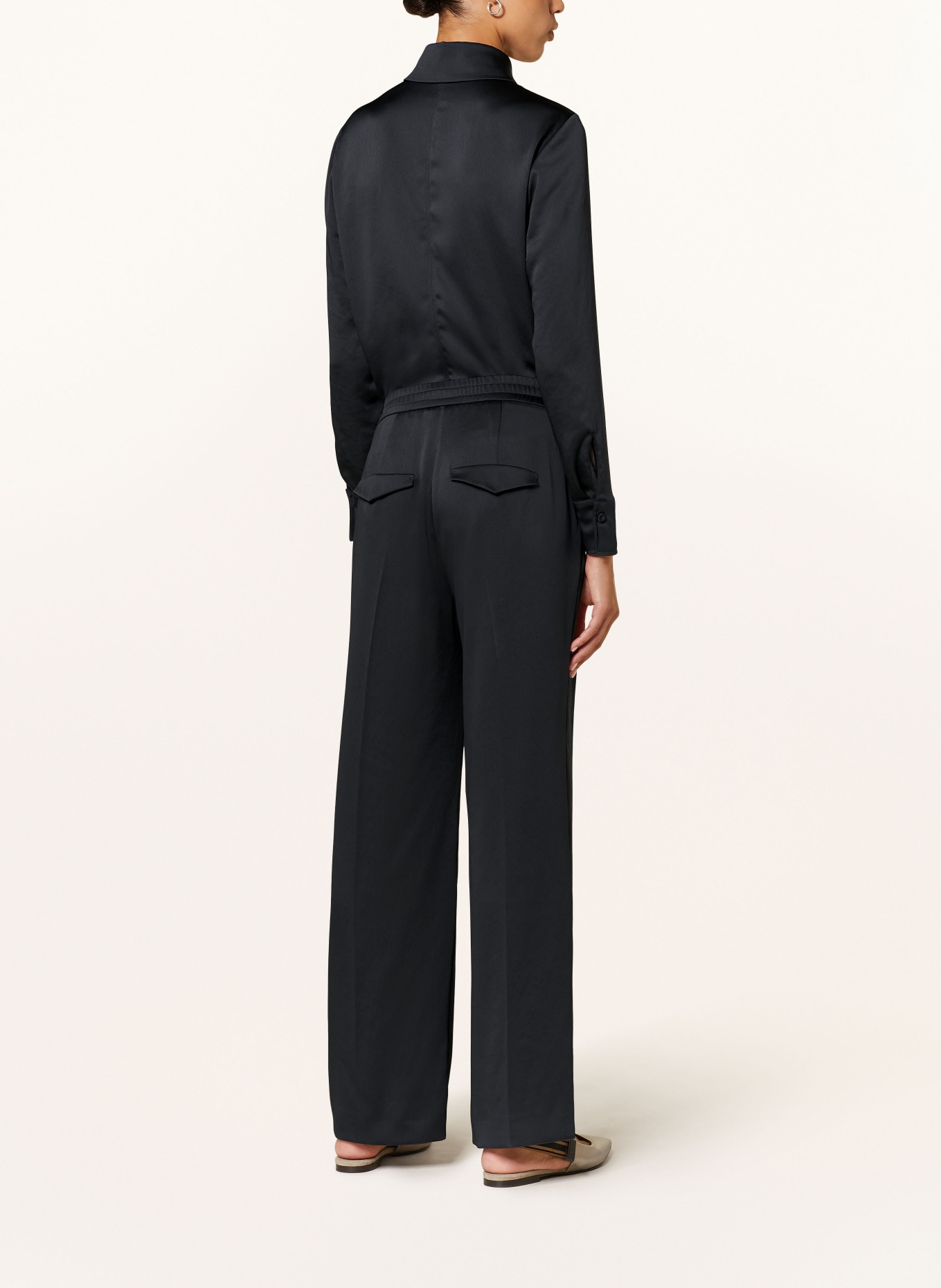 LUISA CERANO Wide leg trousers in satin, Color: DARK BLUE (Image 3)