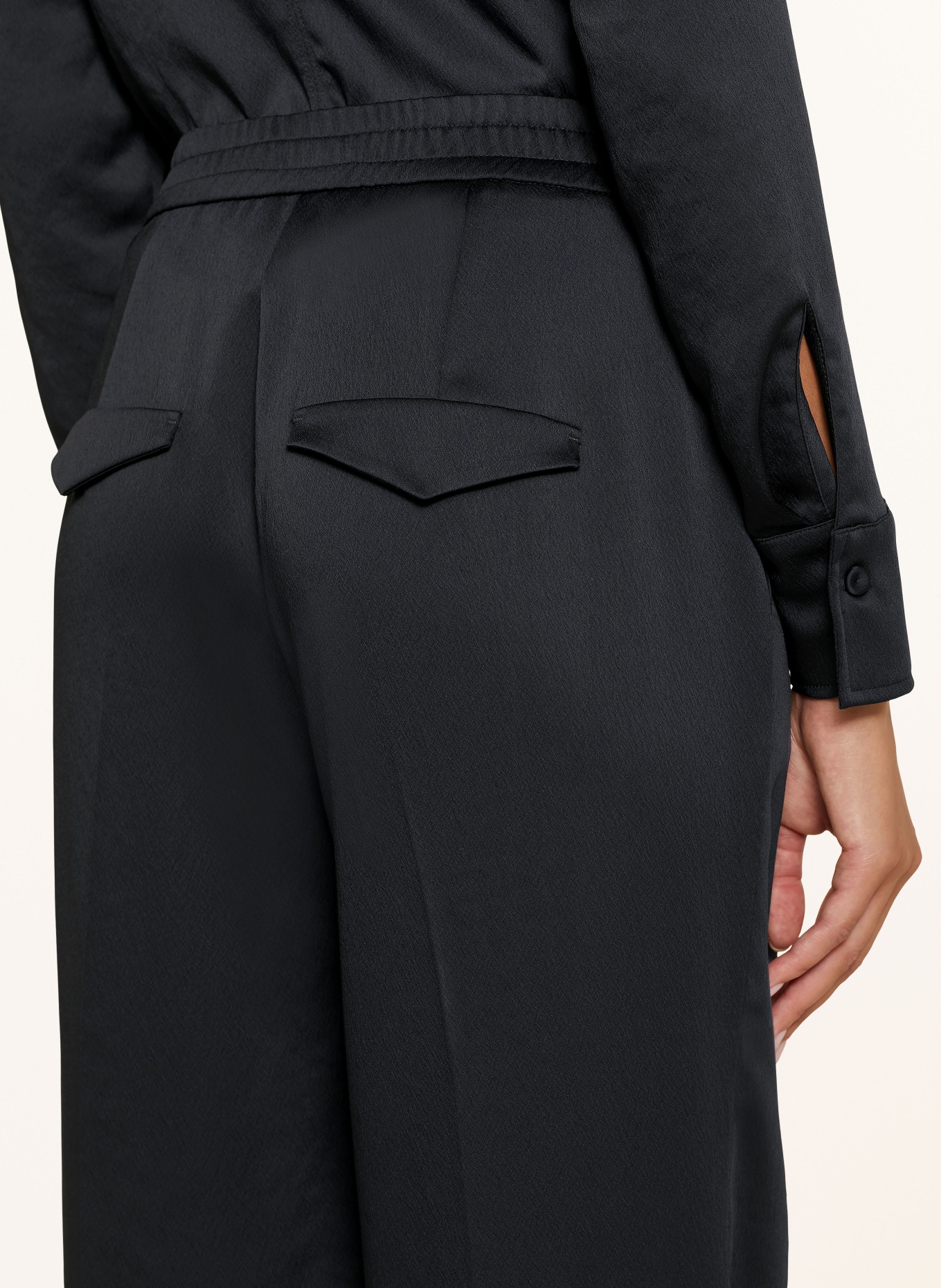 LUISA CERANO Wide leg trousers in satin, Color: DARK BLUE (Image 5)