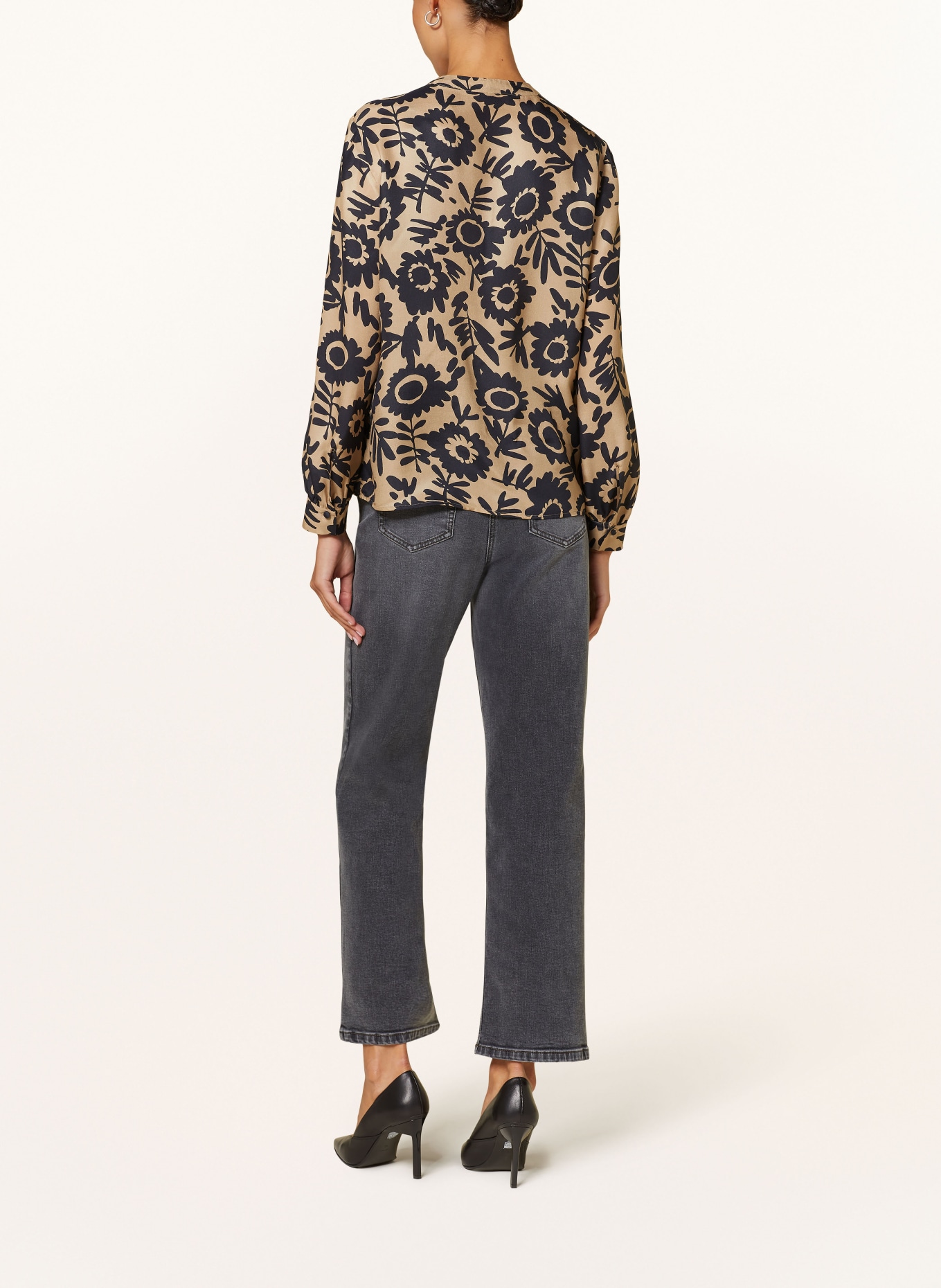 LUISA CERANO Shirt blouse in silk, Color: LIGHT BROWN/ BLACK (Image 3)