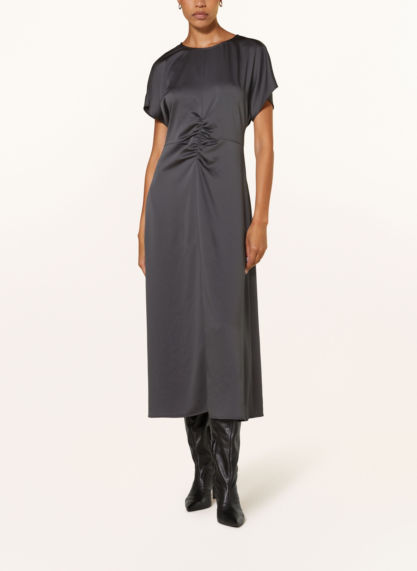 LUISA CERANO robe en satin: GRIS FONCÉ